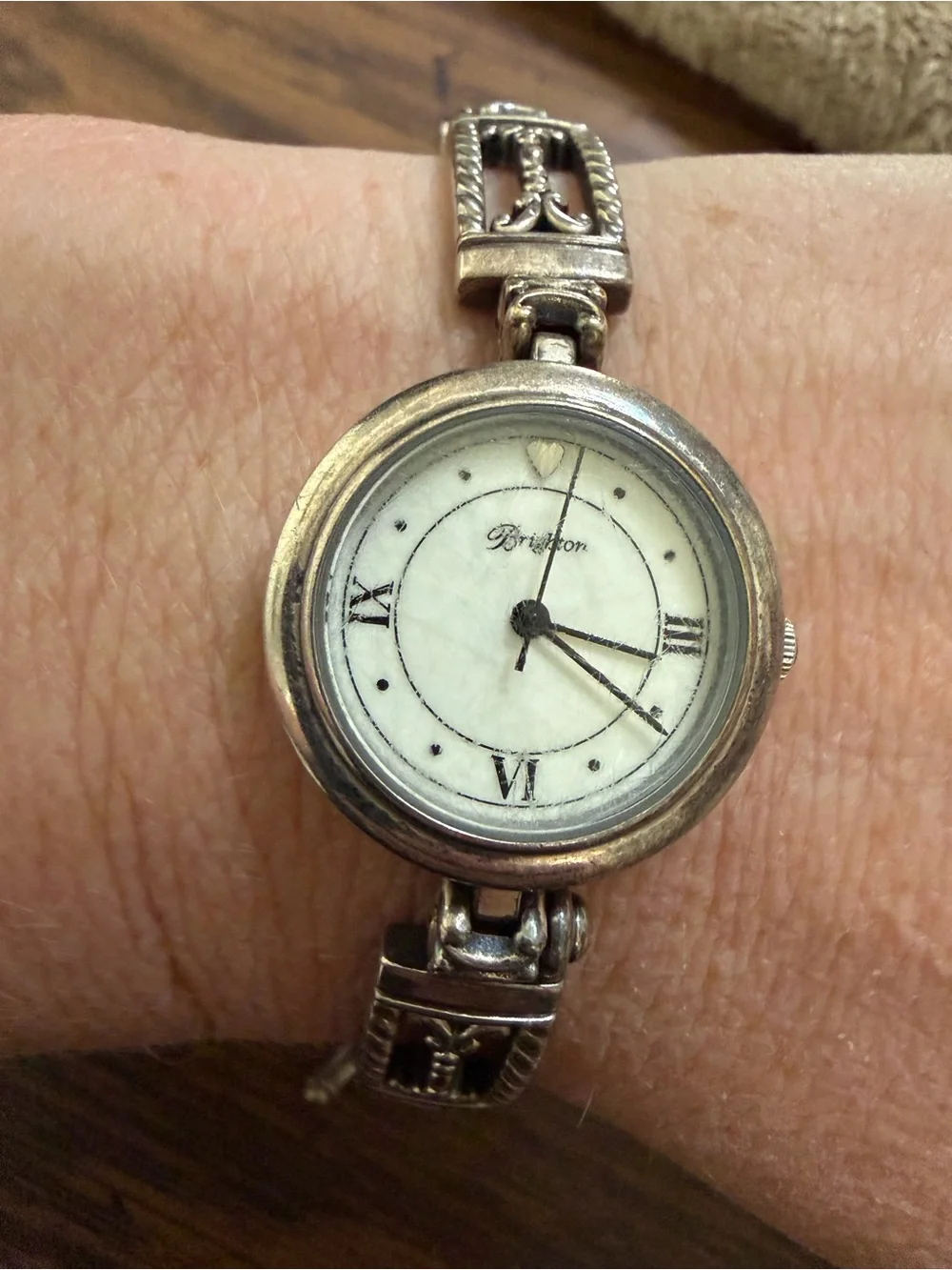 Brighton Silver-Tone Bracelet Watch with White Dial